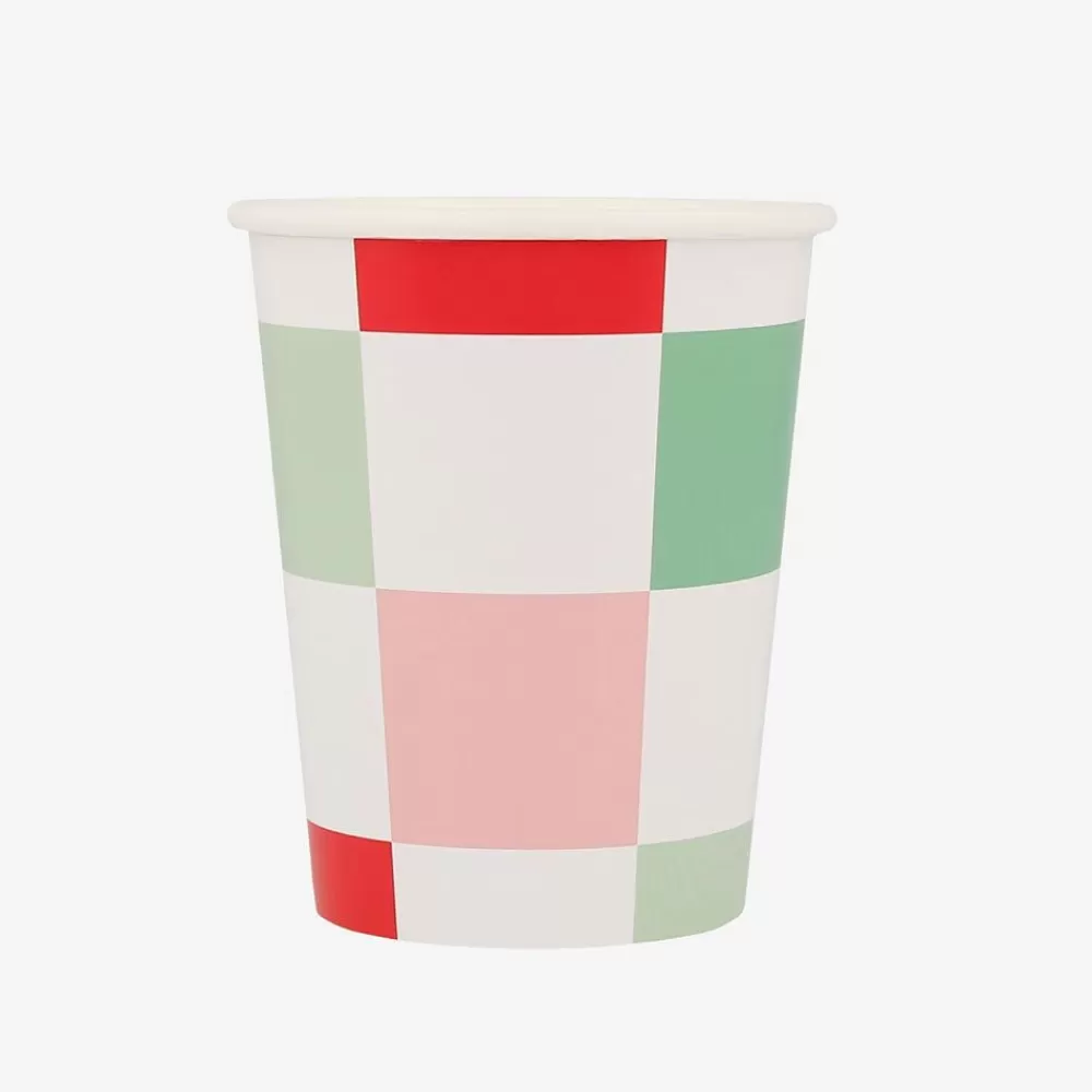 Hot Paper Cup: 8 Checkered Cups Cups