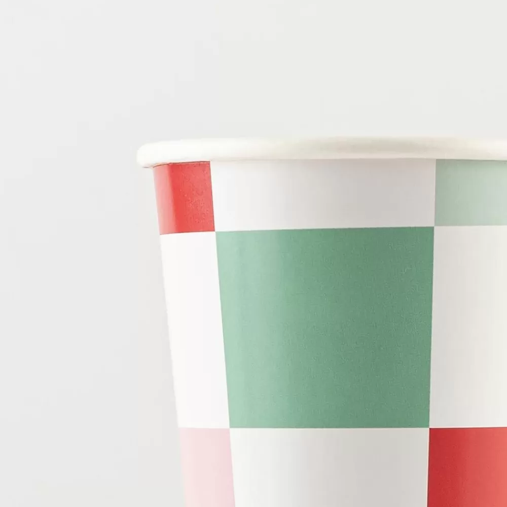 Hot Paper Cup: 8 Checkered Cups Cups