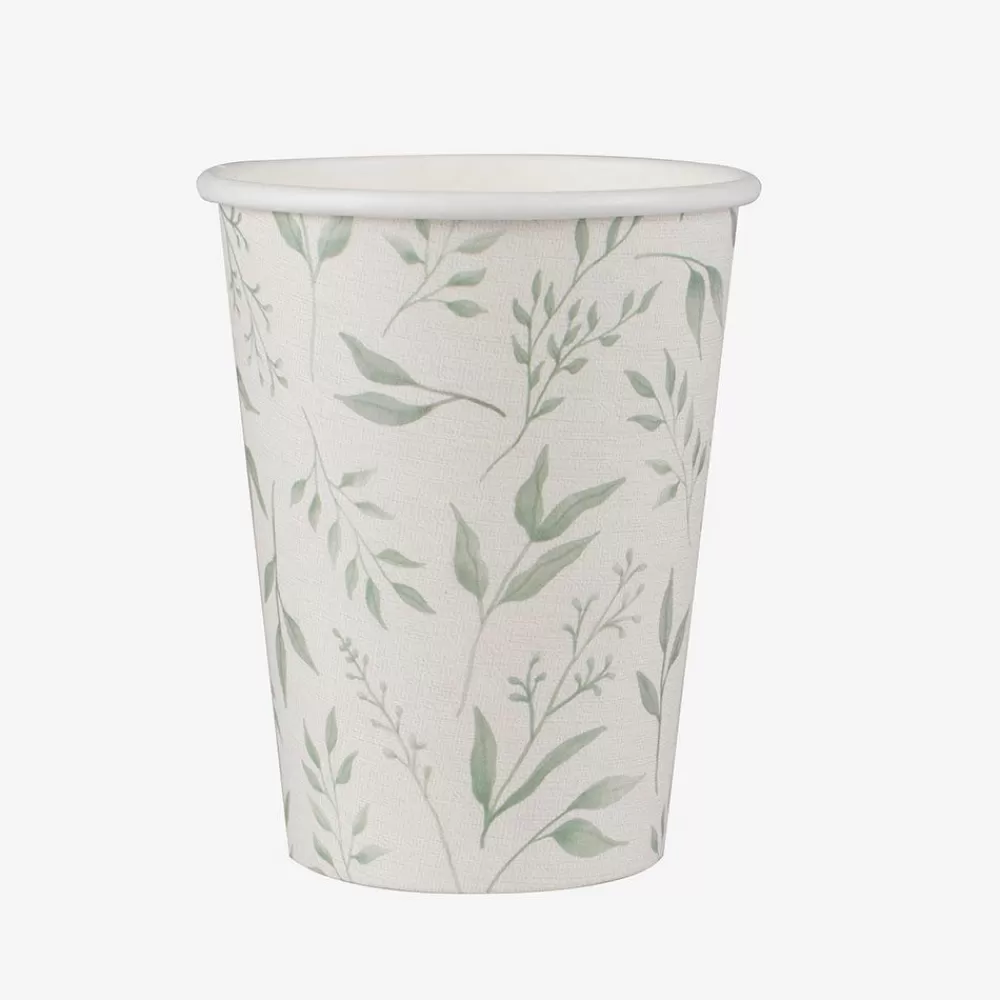 New Paper Cup: 8 Green Leaf Cups Cups