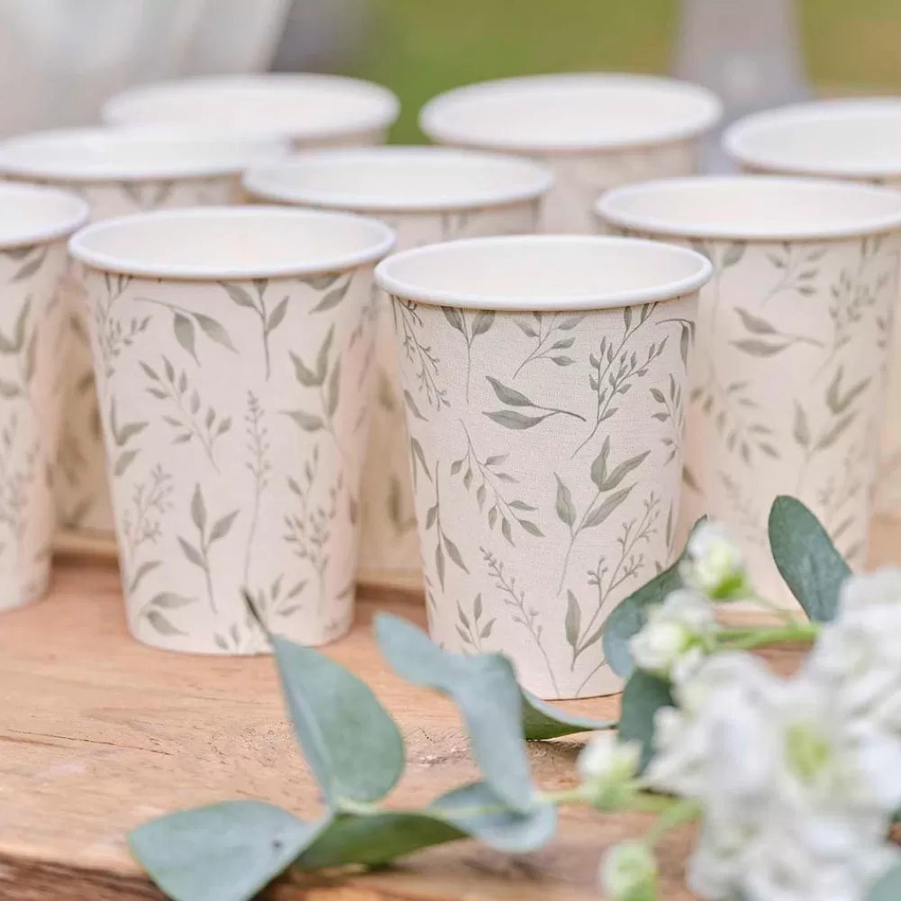 New Paper Cup: 8 Green Leaf Cups Cups