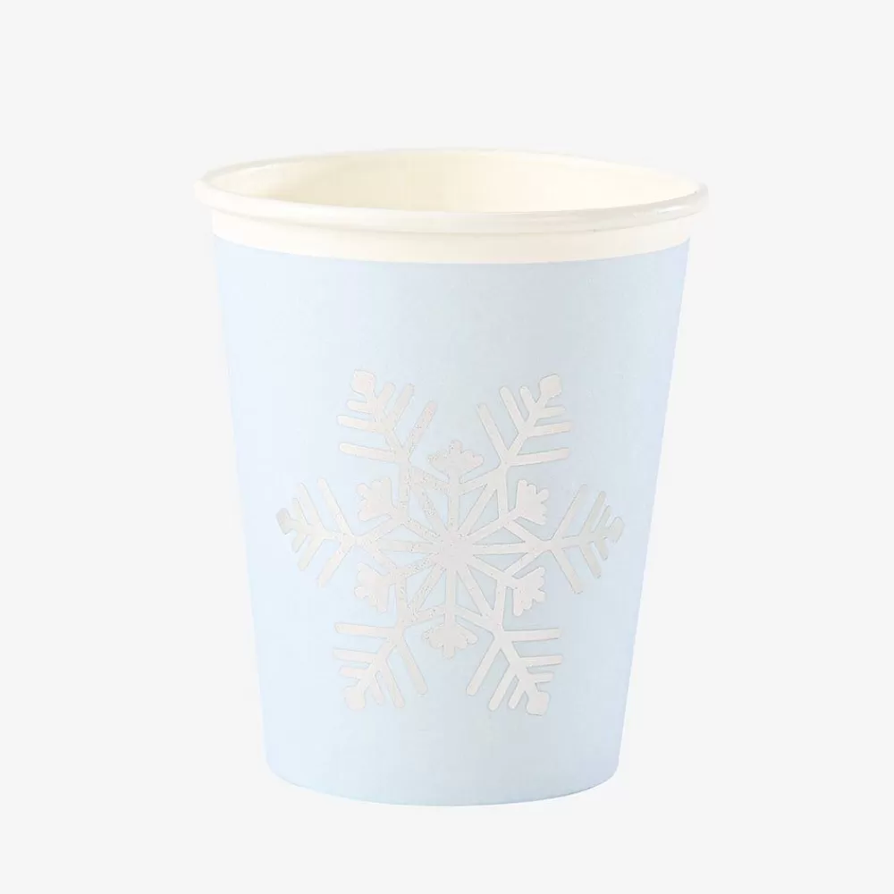 Outlet Paper Cup: 8 Ice Blue Snowflake Cups Cups