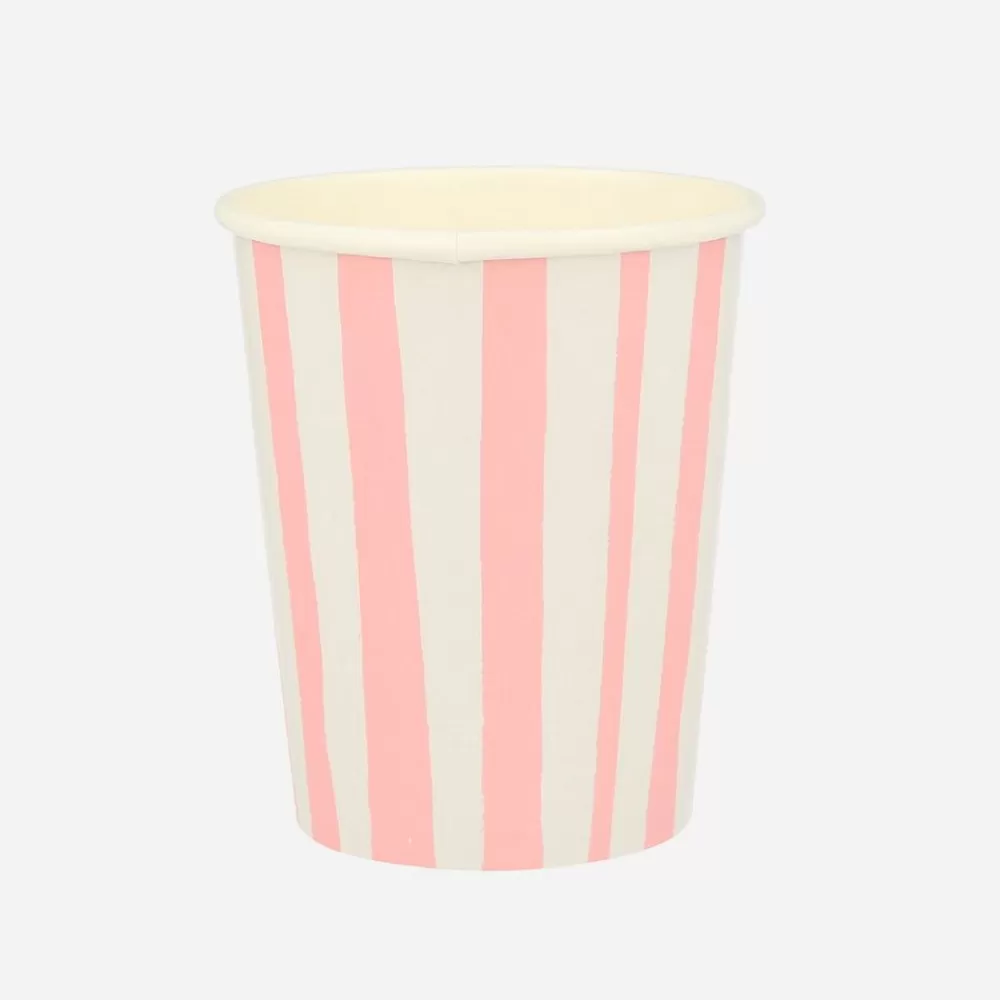 Fashion Paper Cup: 8 Pink Striped Cups Cups