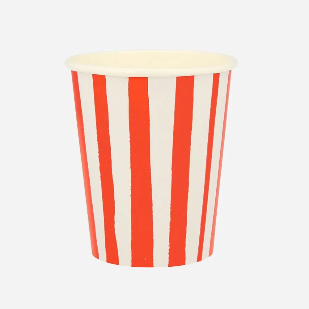 Fashion Paper Cup: 8 Red Striped Cups Cups