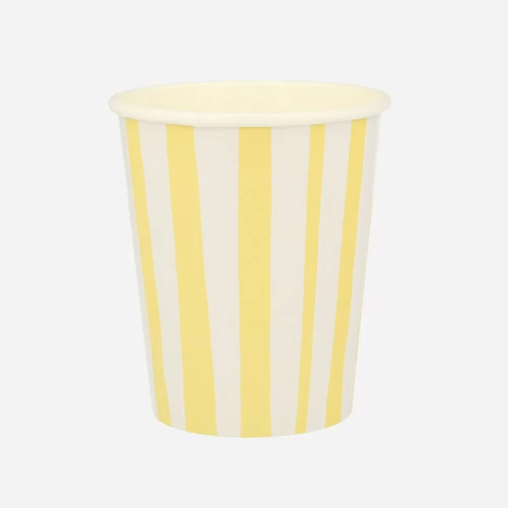 Sale Paper Cup: 8 Yellow Striped Cups Cups