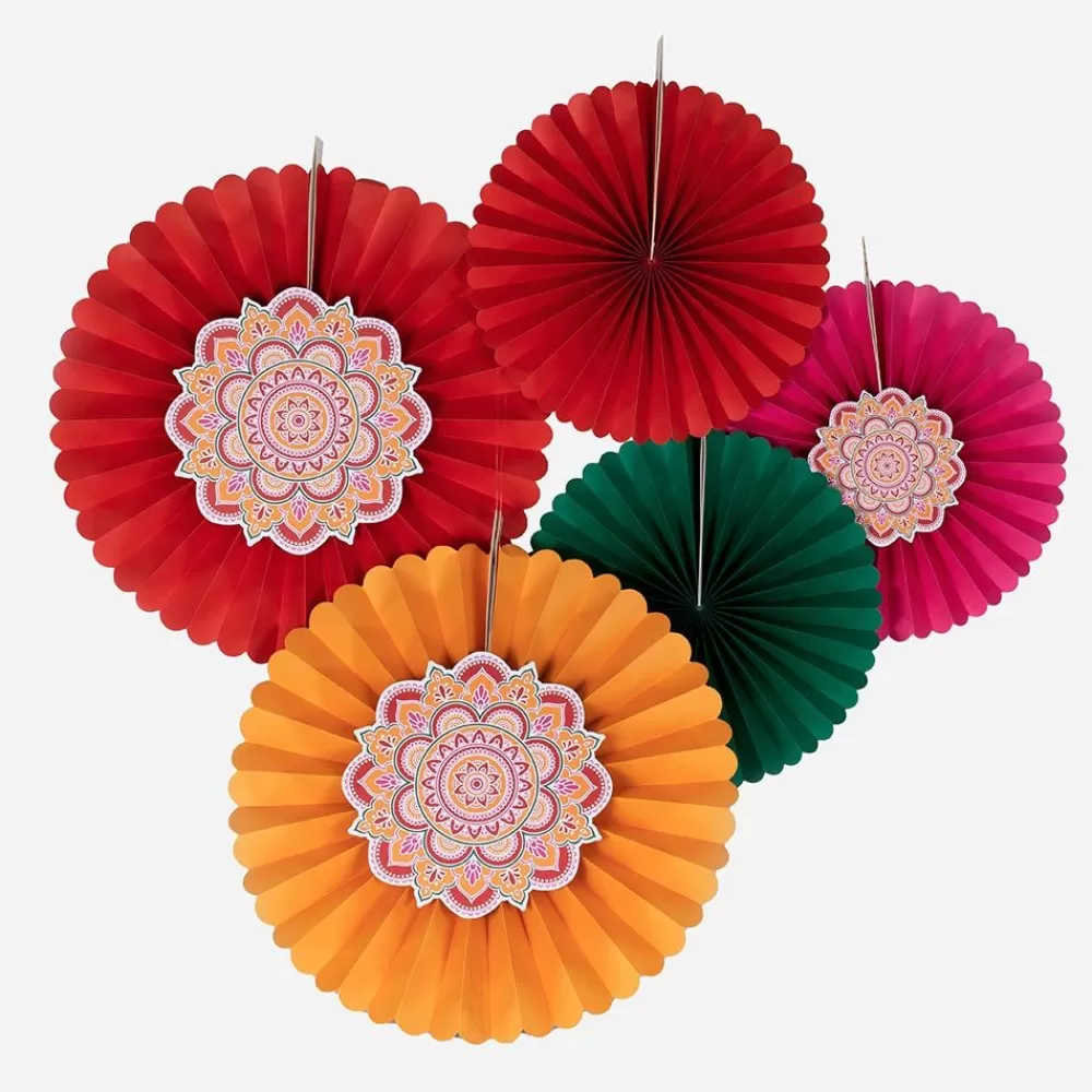 Sale Paper Lantern: 5 Diwali Rosettes Paper Lanterns & Suspensions