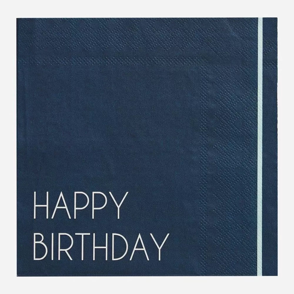 Cheap Paper Napkins: 16 Blue Happy Birthday Napkins Napkins