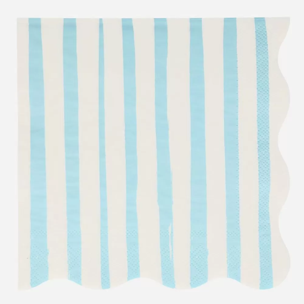 Clearance Paper Napkins: 16 Blue Striped Napkins Napkins