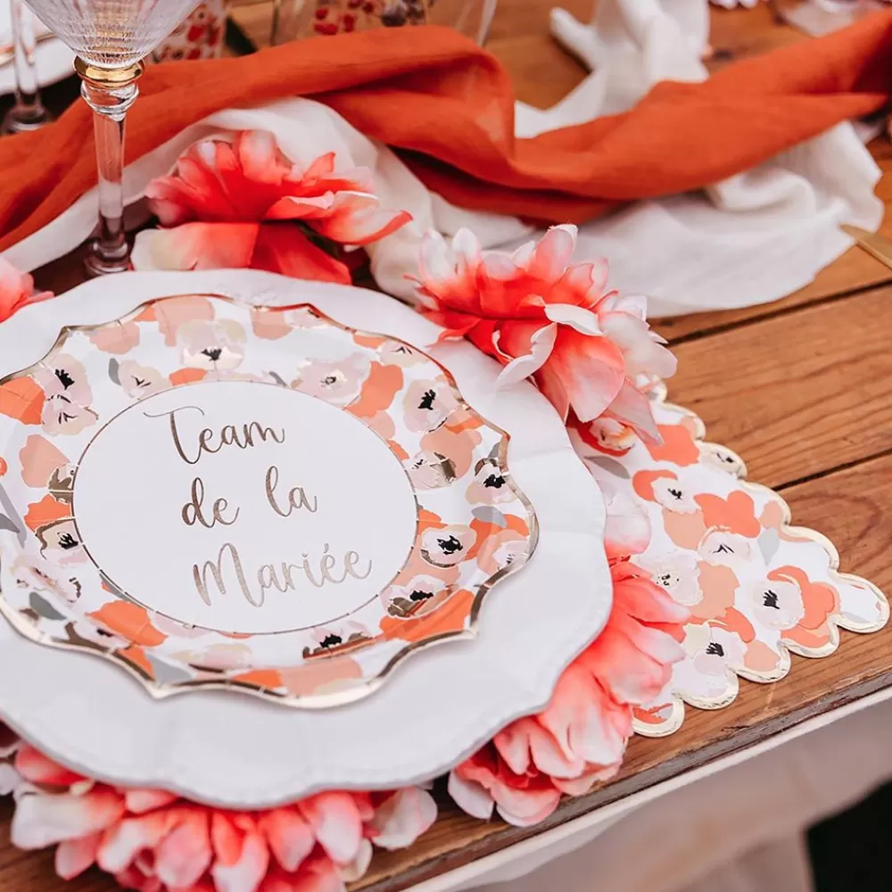 Shop Paper Napkins: 16 Coral Flower Napkins Napkins