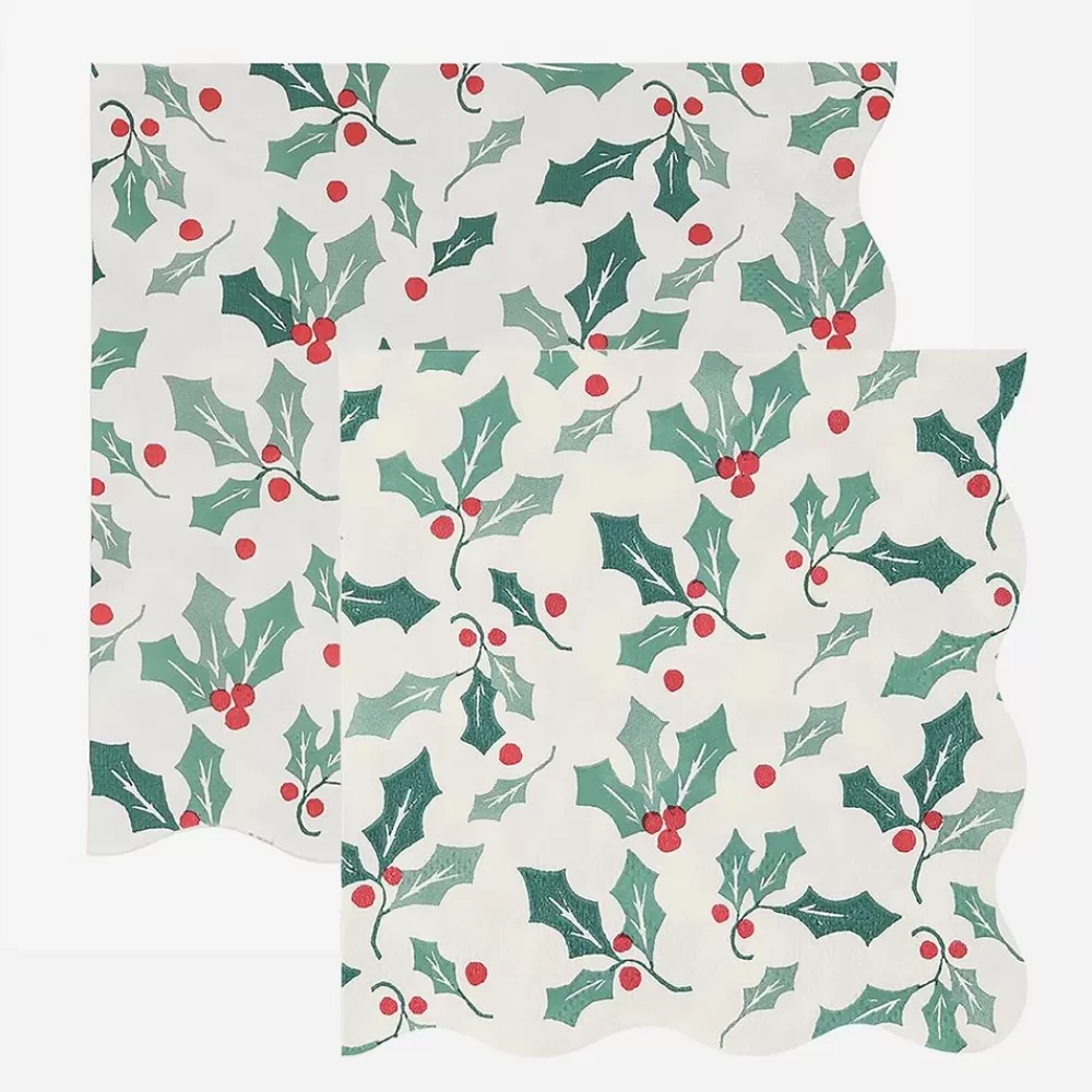 Flash Sale Paper Napkins: 16 Holly Napkins Napkins