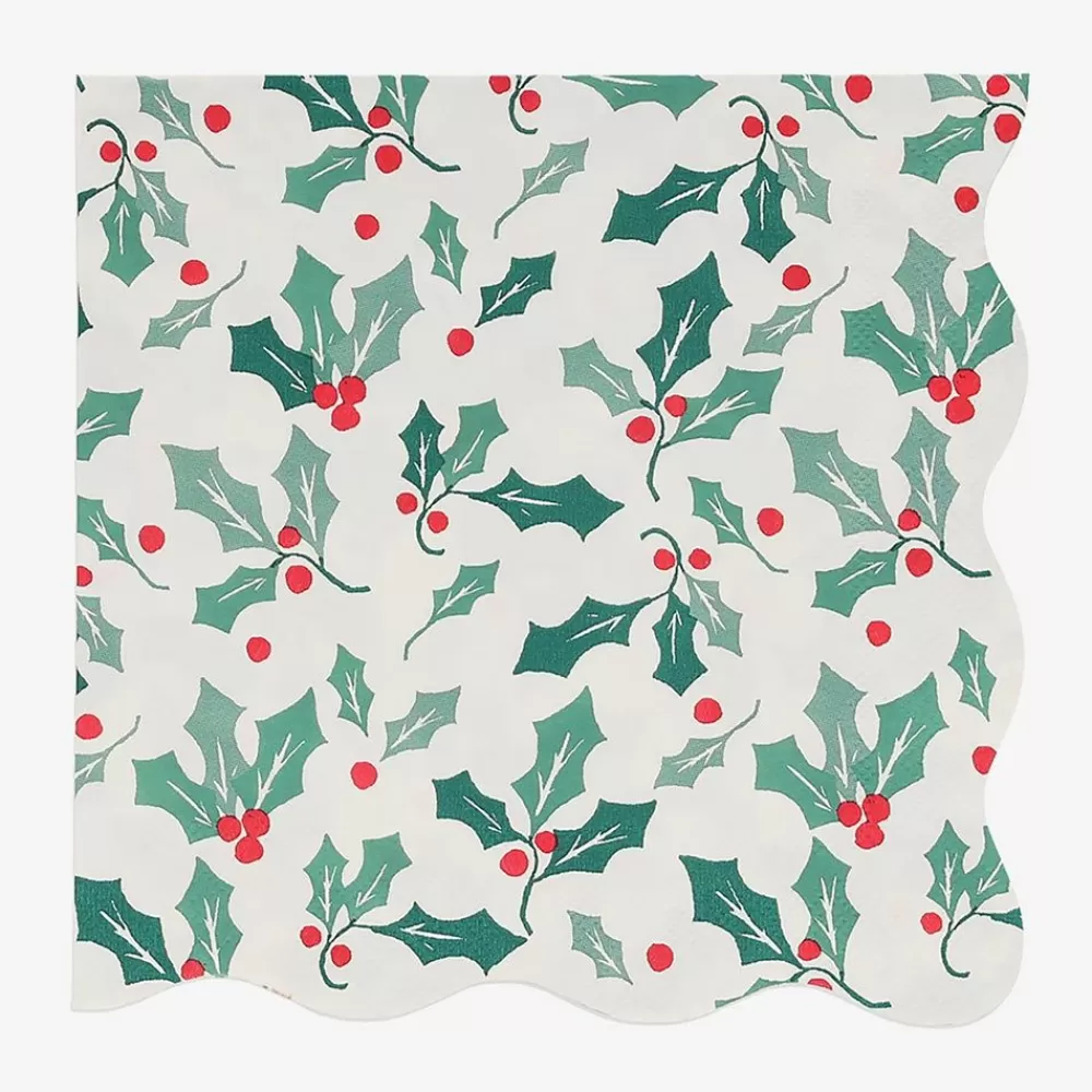 Flash Sale Paper Napkins: 16 Holly Napkins Napkins