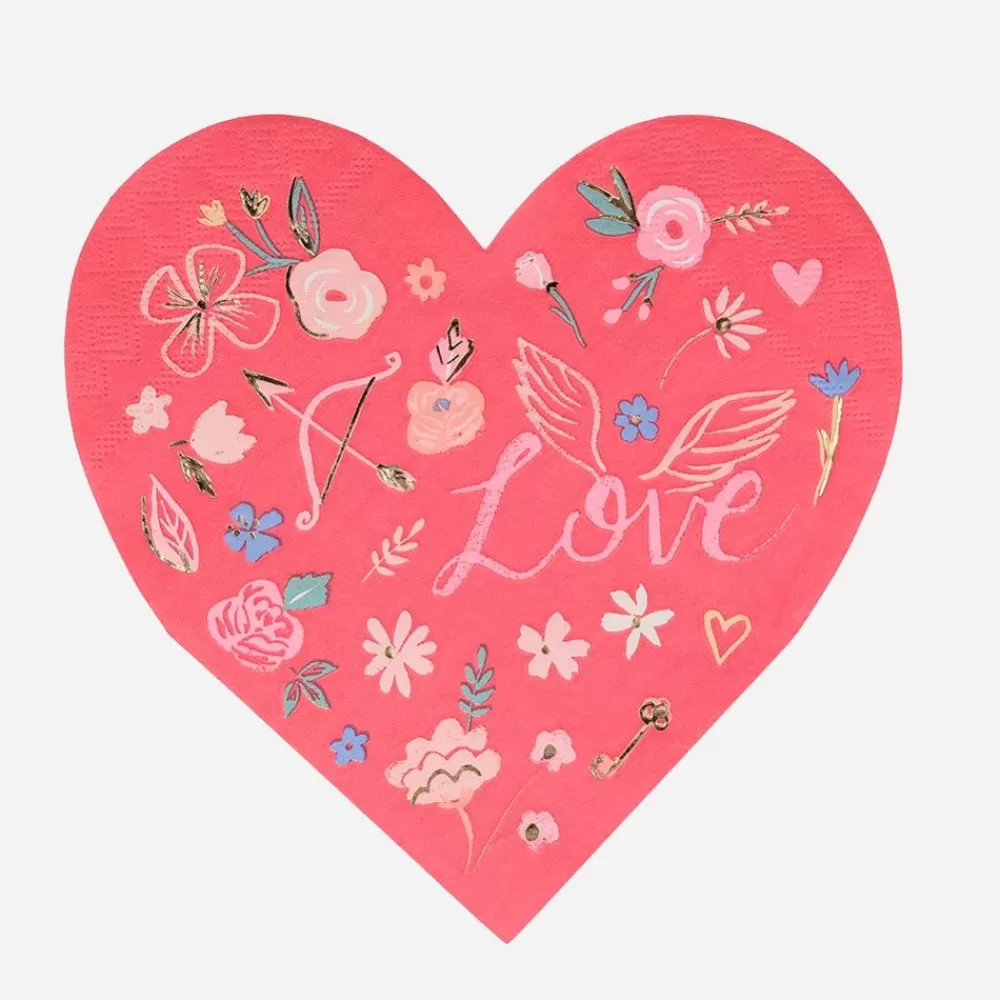 Fashion Paper Napkins: 16 Love Heart Napkins Napkins