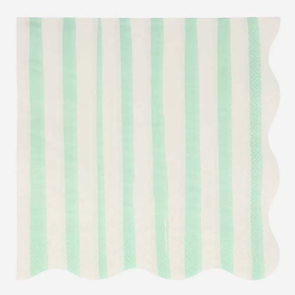 New Paper Napkins: 16 Mint Striped Napkins Napkins