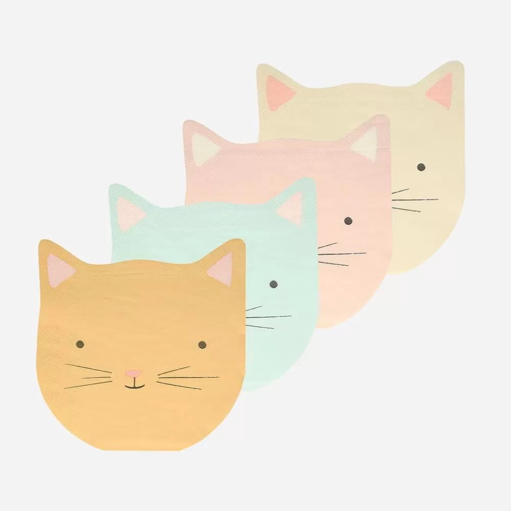 New Paper Napkins: 16 Pastel Cat Napkins Napkins