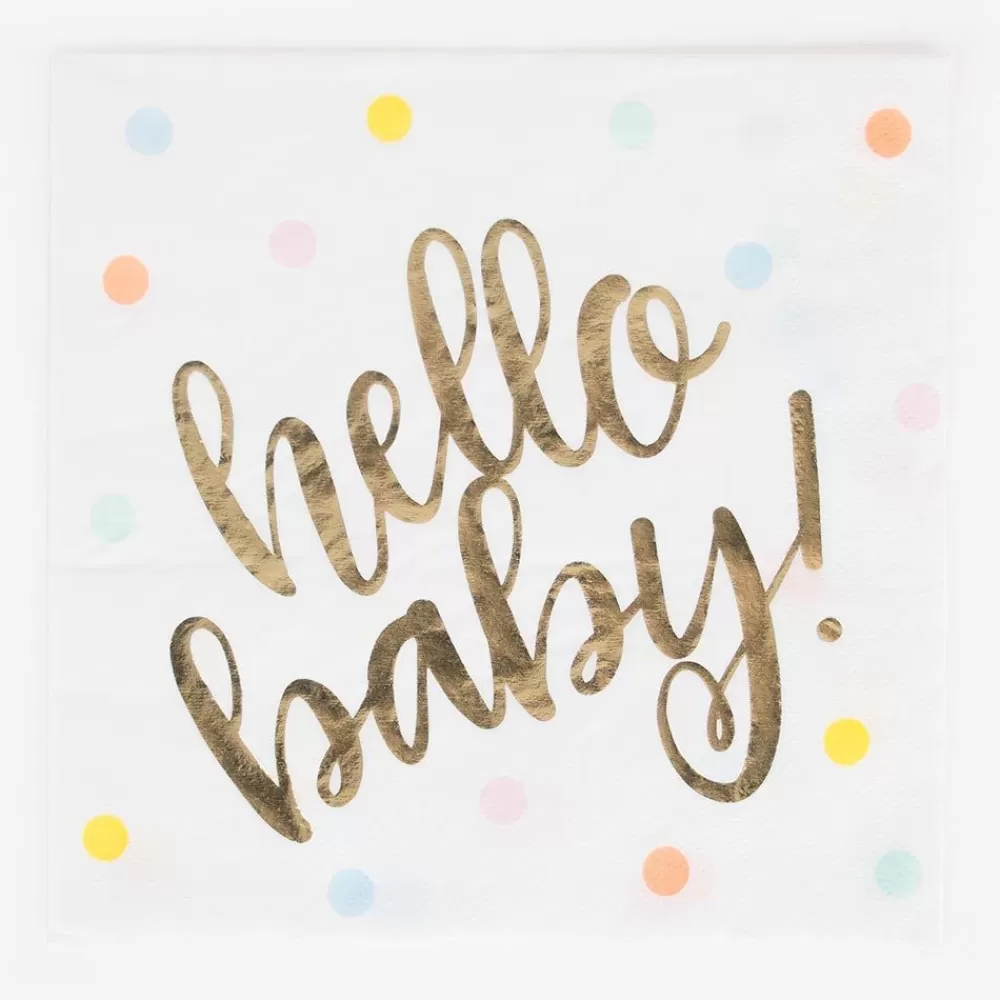 Online Paper Napkins: 16 Pastel Hello Baby Napkins Napkins