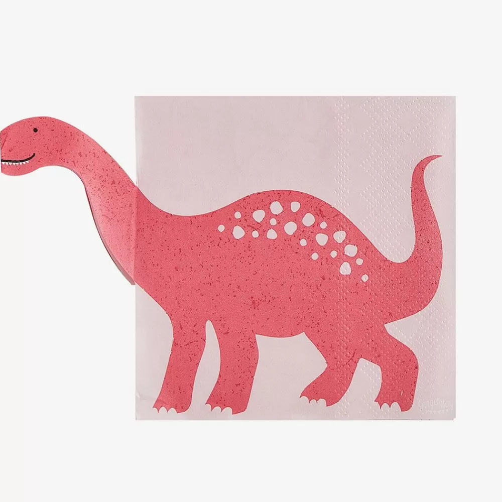 Shop Paper Napkins: 16 Pink Dinosaur Napkins Napkins