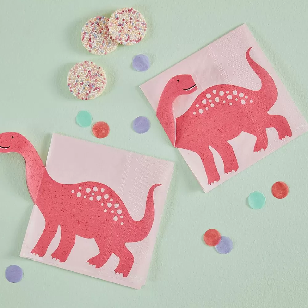 Shop Paper Napkins: 16 Pink Dinosaur Napkins Napkins