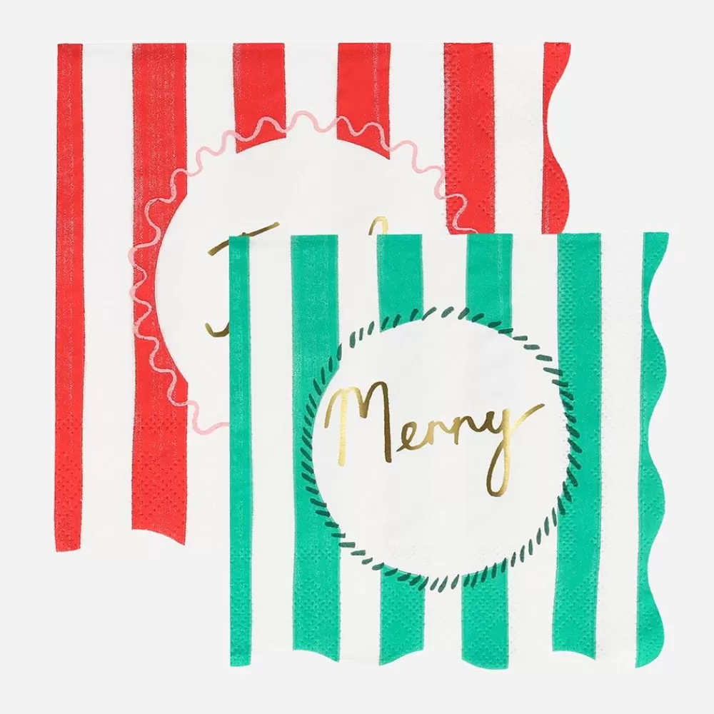 Online Paper Napkins: 16 Striped Christmas Napkins Napkins