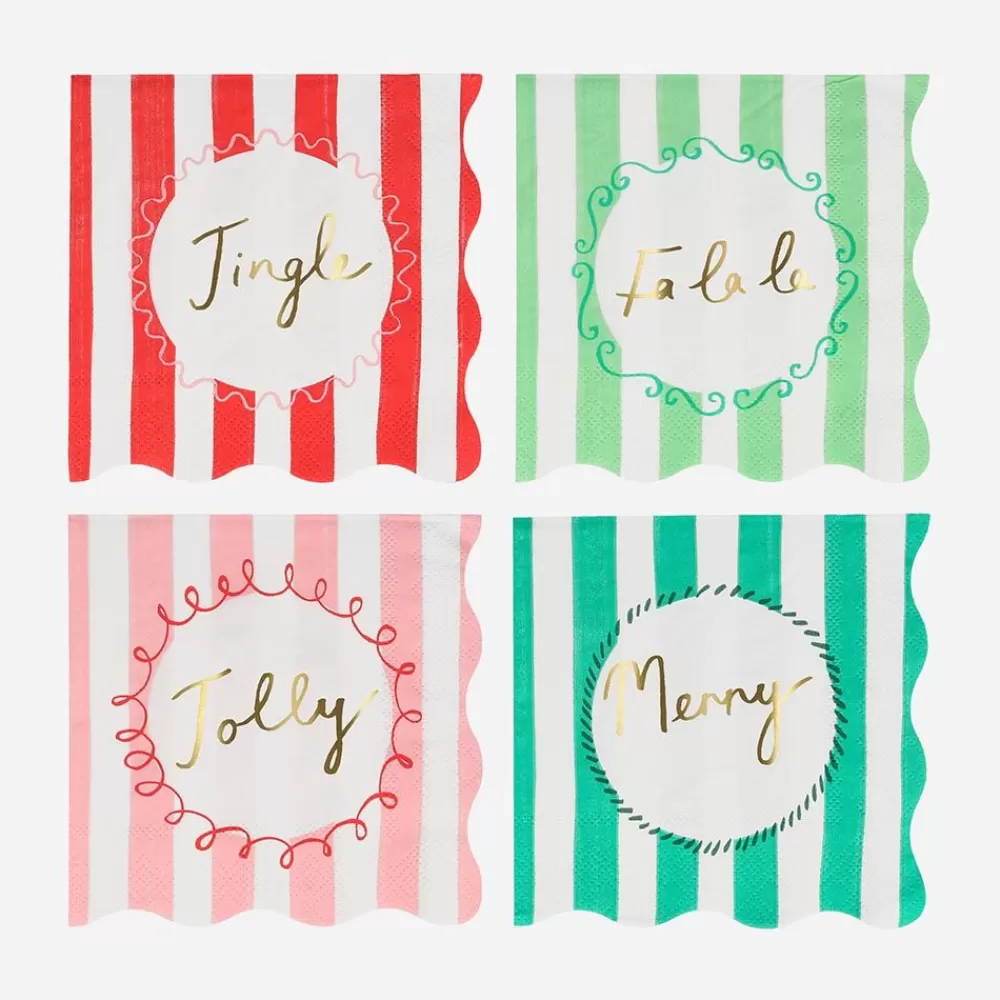 Online Paper Napkins: 16 Striped Christmas Napkins Napkins