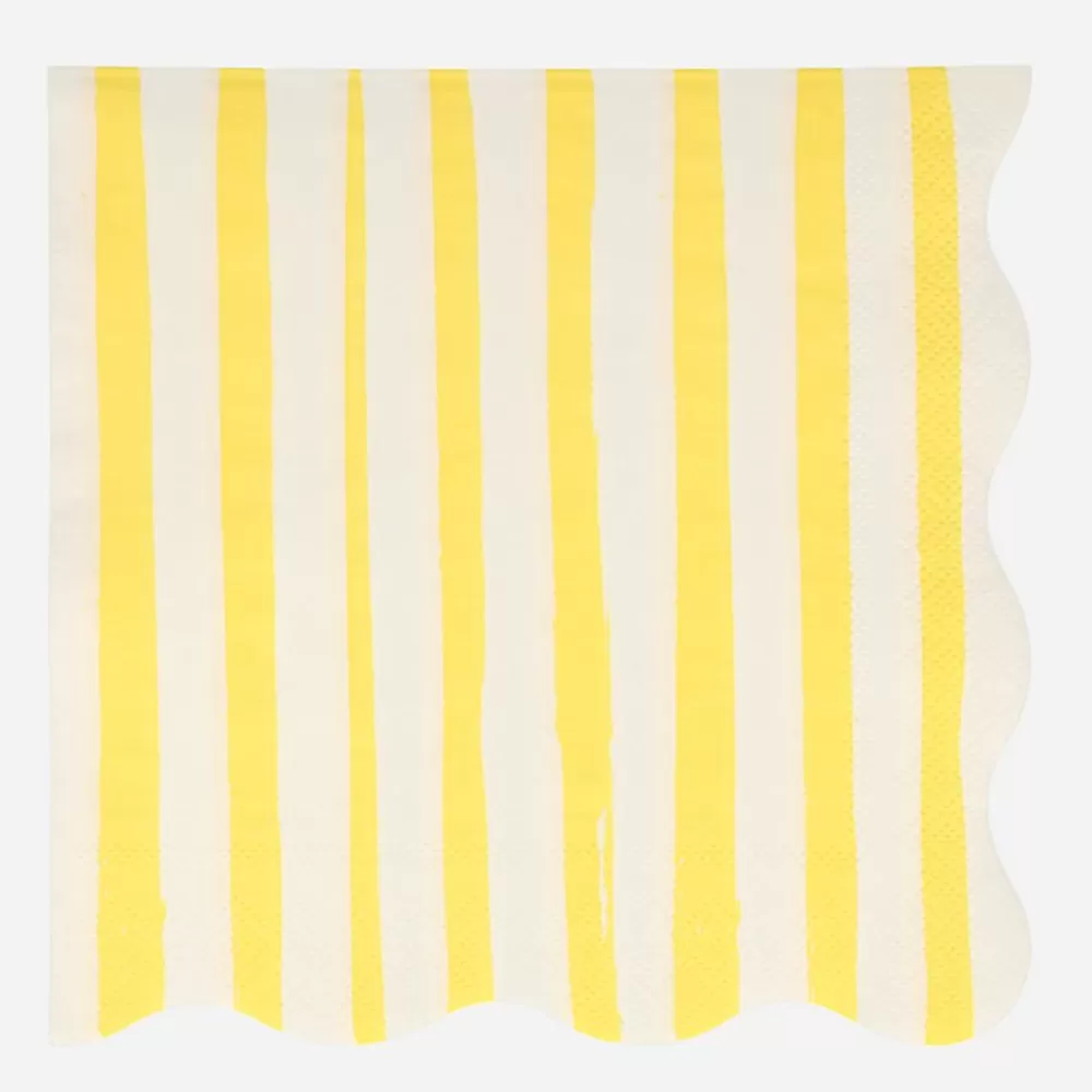 Fashion Paper Napkins: 16 Yellow Striped Napkins Napkins