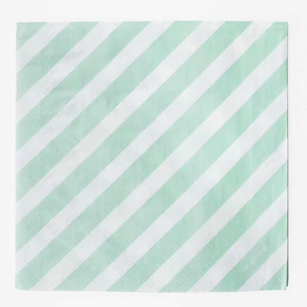 Flash Sale Paper Napkins: 20 Aqua Diagonal Napkins Napkins