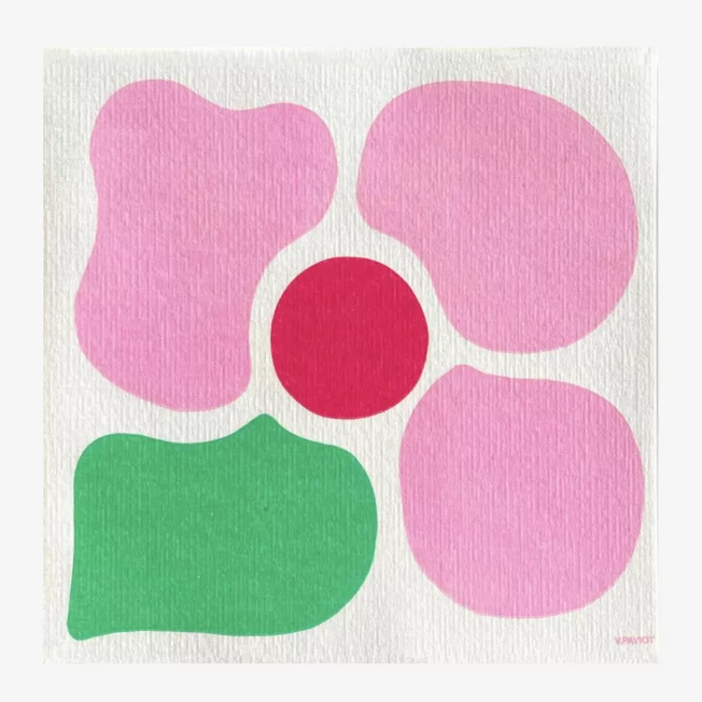 Shop Paper Napkins: 20 Pink And Green Flower Napkins Napkins