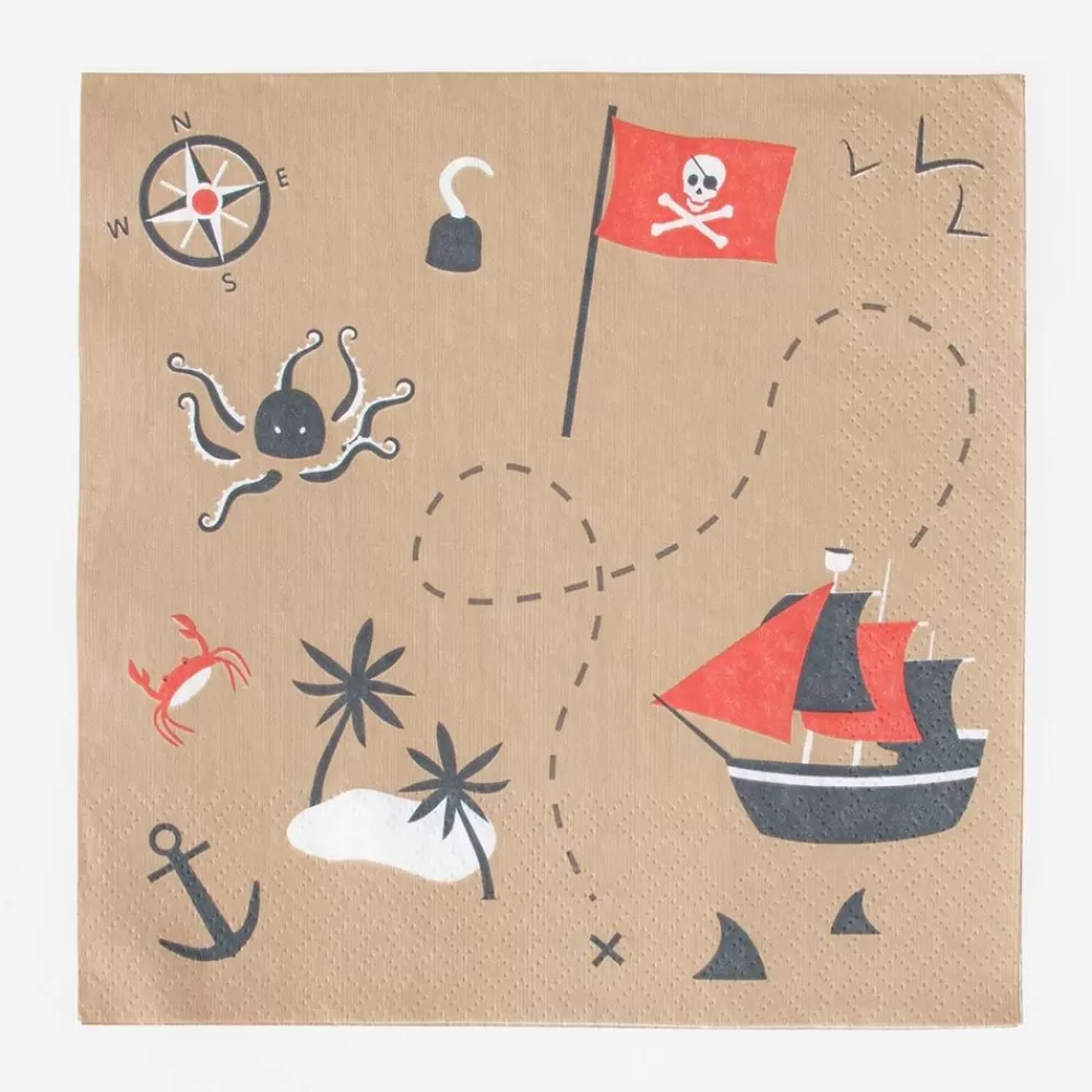 Outlet Paper Napkins: 20 Pirate Map Napkins Napkins