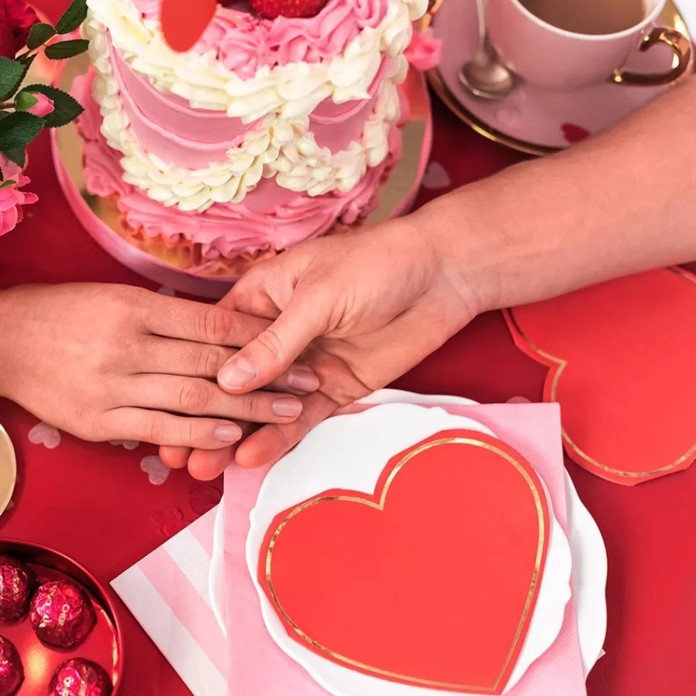 Hot Paper Napkins: 20 Red Heart Napkins Napkins