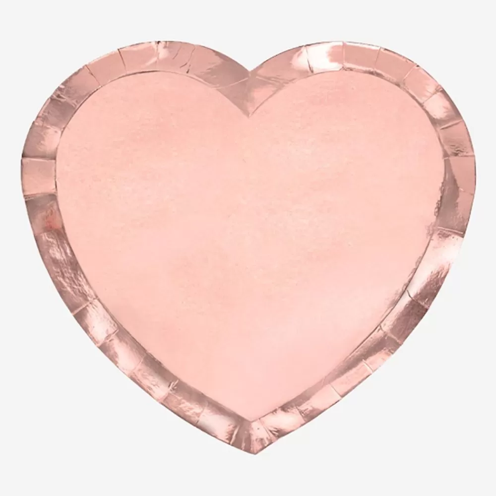 Online Paper Plate: 6 Rose Gold Heart Plates Plates