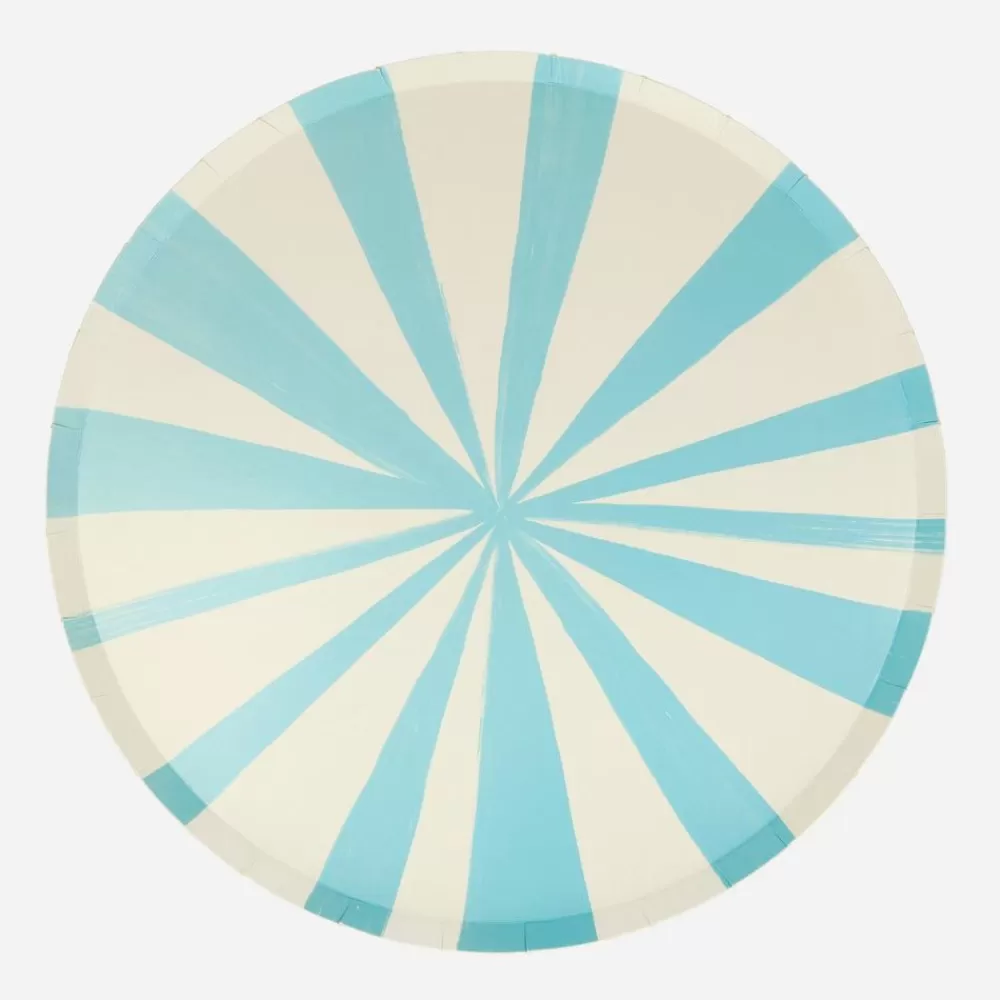 Online Paper Plate: 8 Blue Striped Plates Plates