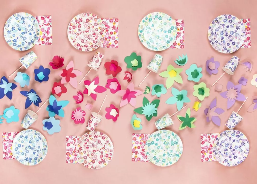 Store Paper Plate: 8 Colorful Flower Plates Plates