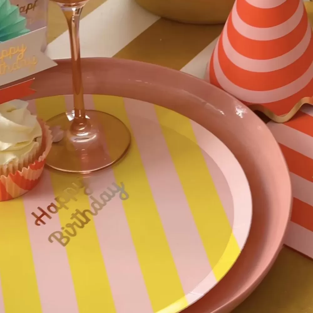 Best Paper Plate: 8 Large Striped Happy Birthday Plates Plates