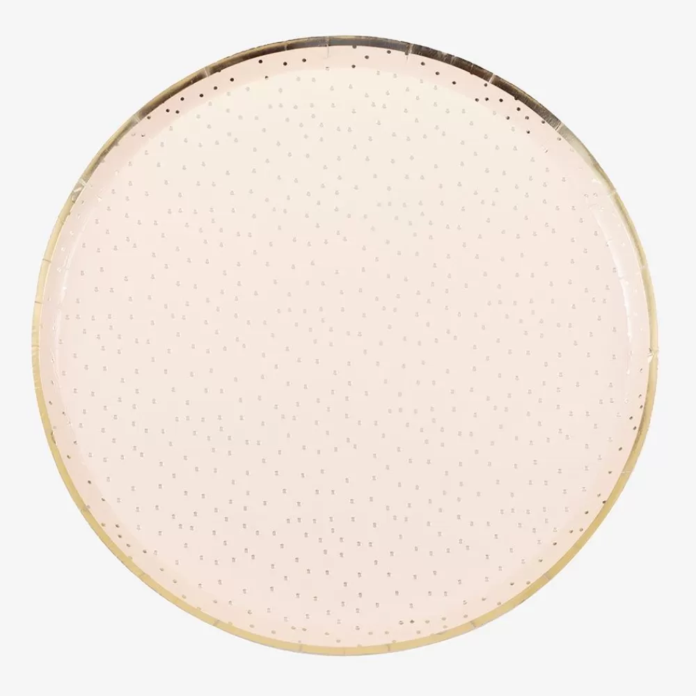 Store Paper Plate: 8 Nude Plates With Gold Polka Dots Plates