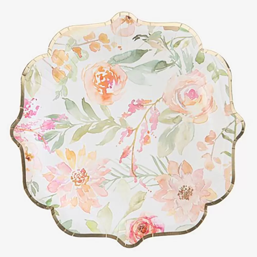 Online Paper Plate: 8 Pastel Flower Plates Plates