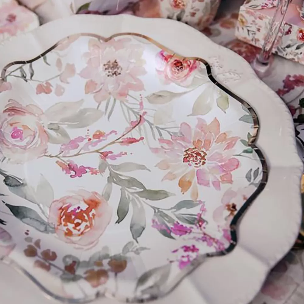 Online Paper Plate: 8 Pastel Flower Plates Plates