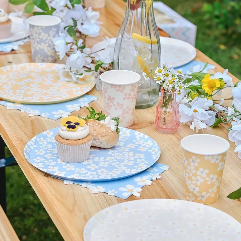 Fashion Paper Plate: 8 Pastel Flower Plates Plates