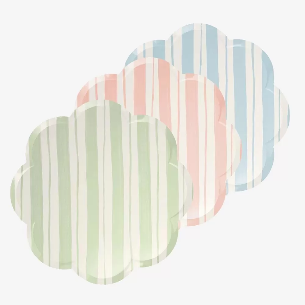 Clearance Paper Plate: 8 Pastel Striped Plates Plates