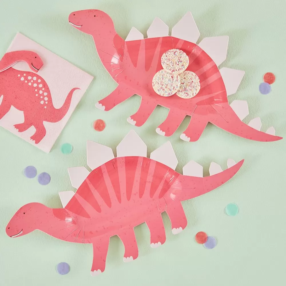 Cheap Paper Plate: 8 Pink Dinosaur Plates Plates