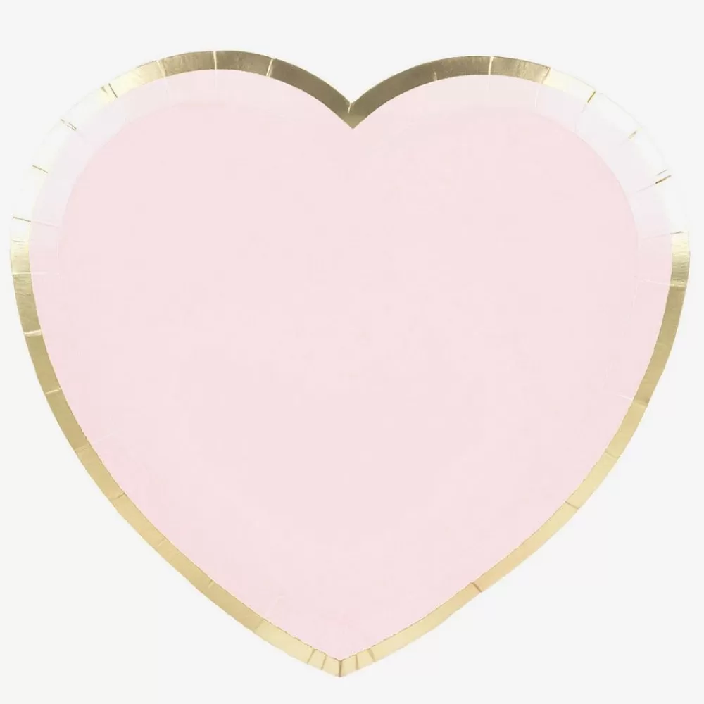 Clearance Paper Plate: 8 Pink Heart Plates Plates