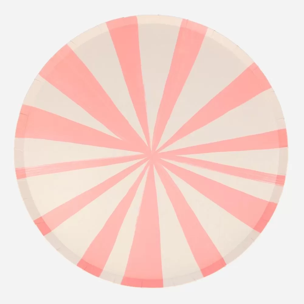 Discount Paper Plate: 8 Pink Striped Plates Plates