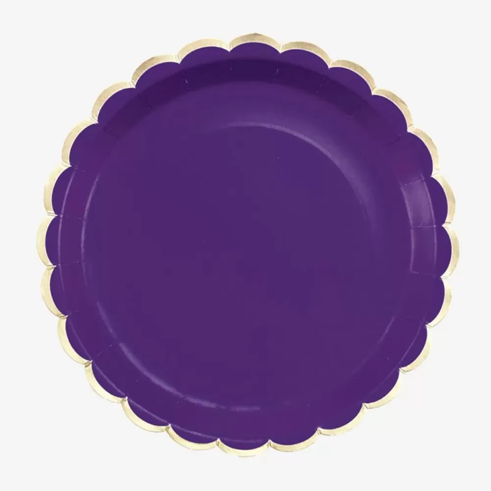 Cheap Paper Plate: 8 Purple And Gold Plates Plates