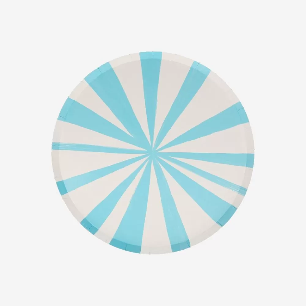 Outlet Paper Plate: 8 Small Blue Striped Plates Plates