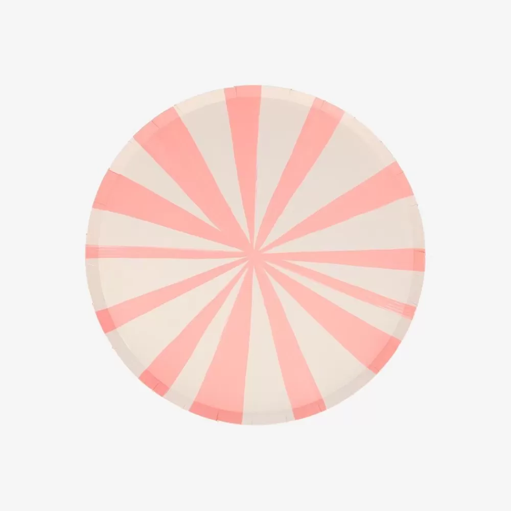 Fashion Paper Plate: 8 Small Pink Striped Plates Plates