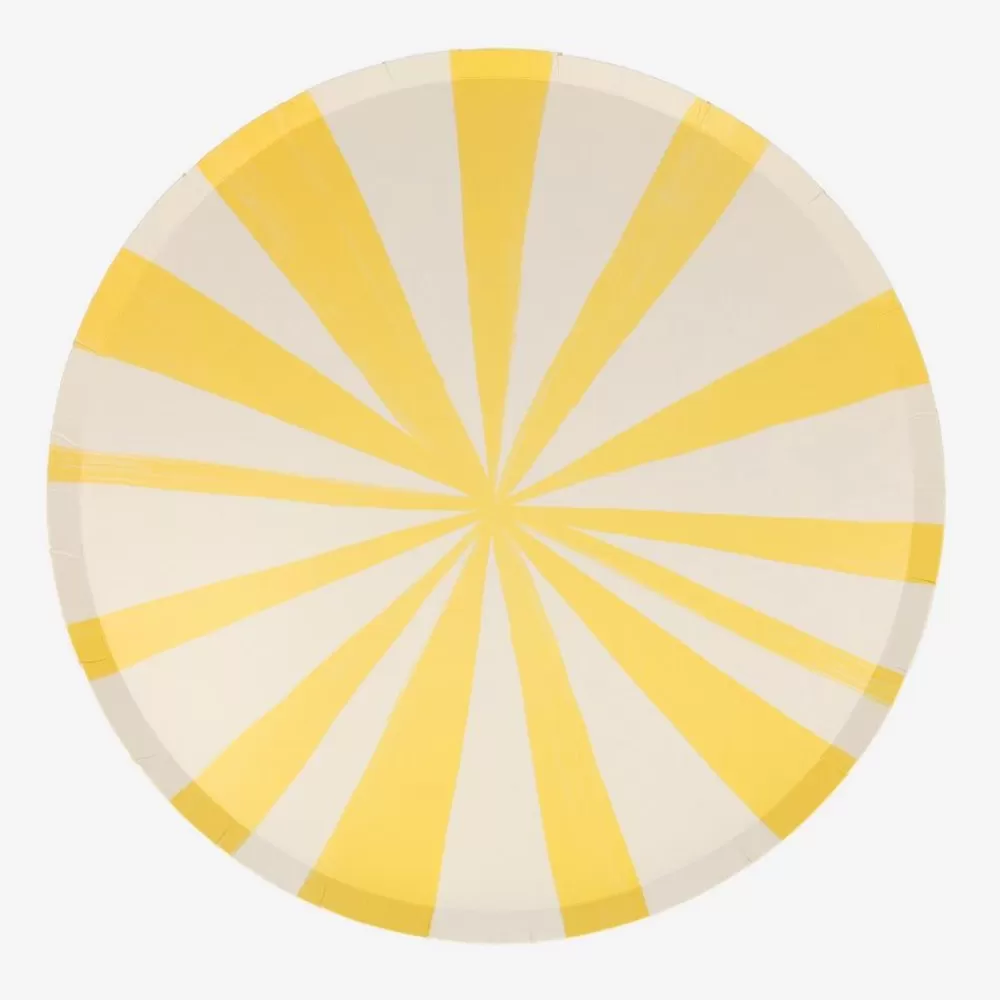 Clearance Paper Plate: 8 Yellow Striped Plates Plates