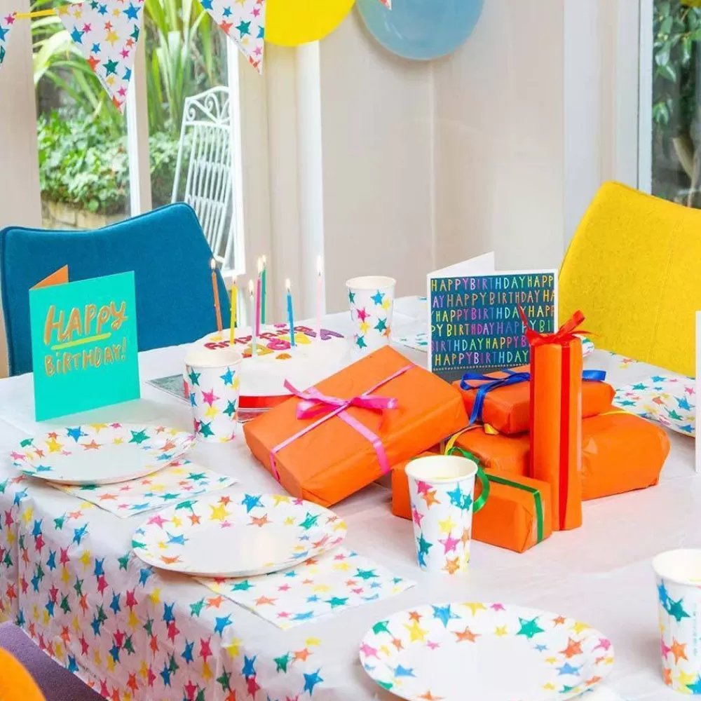 Clearance Paper Tablecloth: Multicolor Star Tablecloth Tablecloths & Table Runners