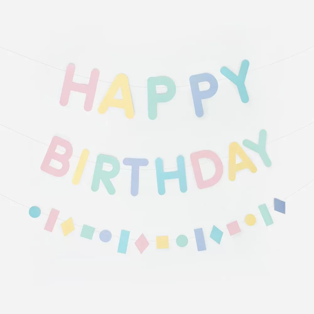 Cheap Pastel Happy Birthday Garland Garlands