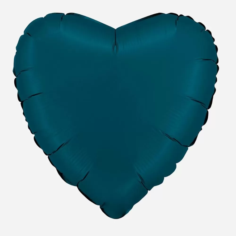 Outlet Petrol Blue Satin Heart Balloon Shaped Helium Balloons