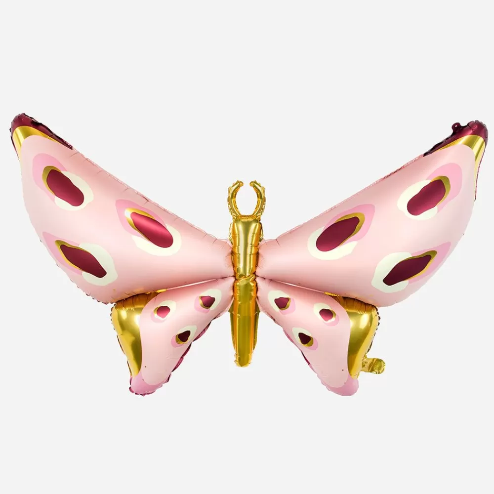 Hot Pink And Gold Butterfly Balloon Shaped Helium Balloons