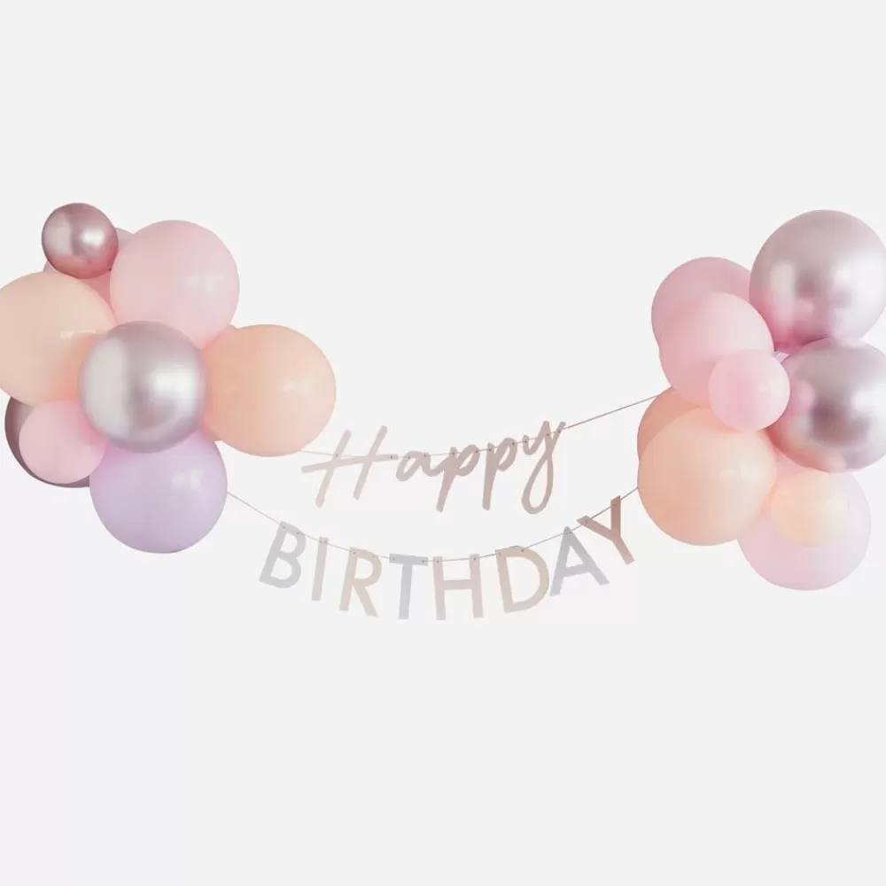 Clearance Pink Happy Birthday Garland + Balloons Garlands