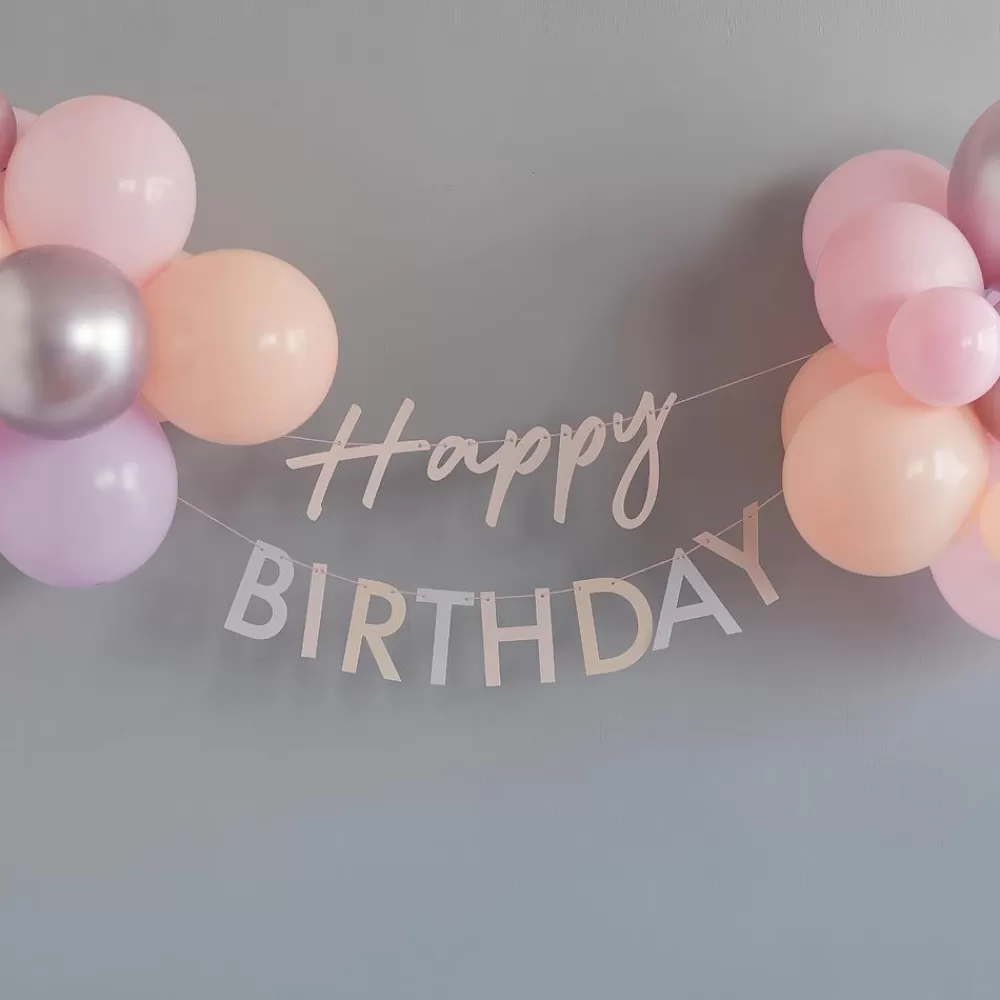 Clearance Pink Happy Birthday Garland + Balloons Garlands