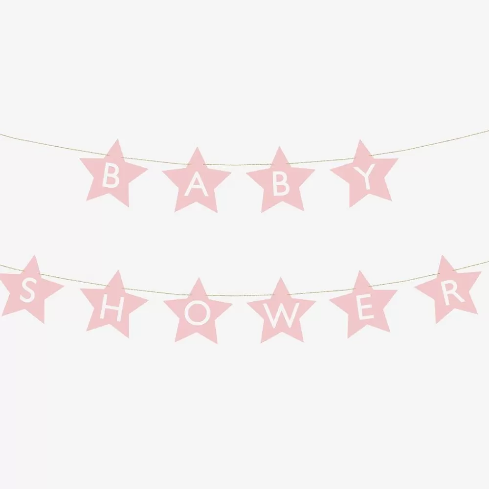 Store Pink Star Baby Shower Garland Garlands